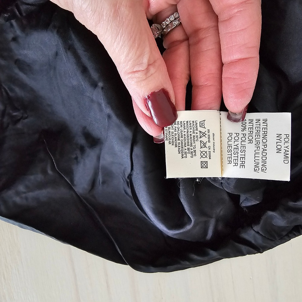 Diesel Women's Black Nylon Moto Bomber Zip Up Jacket M Streetwear Utility - Picture 7 of 15